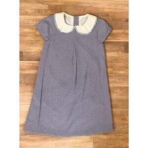 Edgehill Collection Girls Dress Sz 5 Cornflower Blue Polka Dots Peter Pan Collar